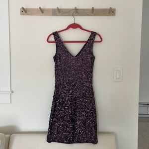Deep purple sleeveless sequin dress